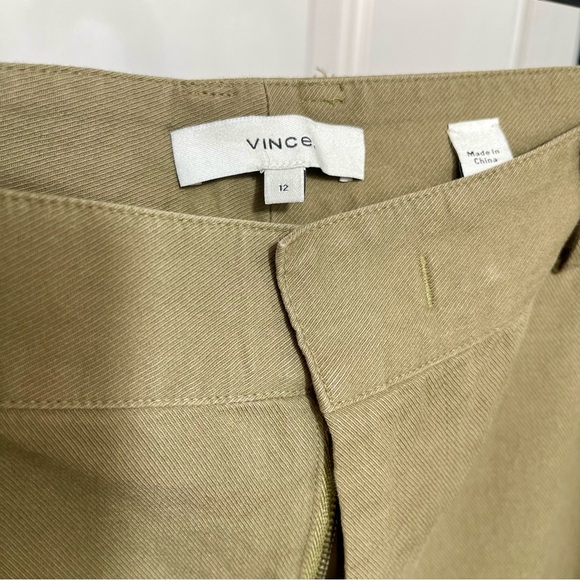 VINCE High-rise‎ cotton twill wide-leg pants in Artichoke Size 12 - Picture 8 of 16